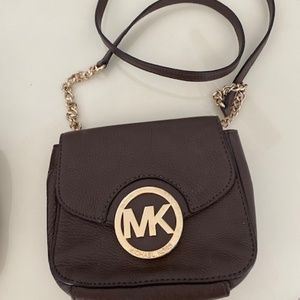 Michael Kors brown leather cross-body bag